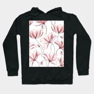 Translucent poppy watercolor ornate print. Transparent blush anemones. Spring floral romantic illustration Hoodie